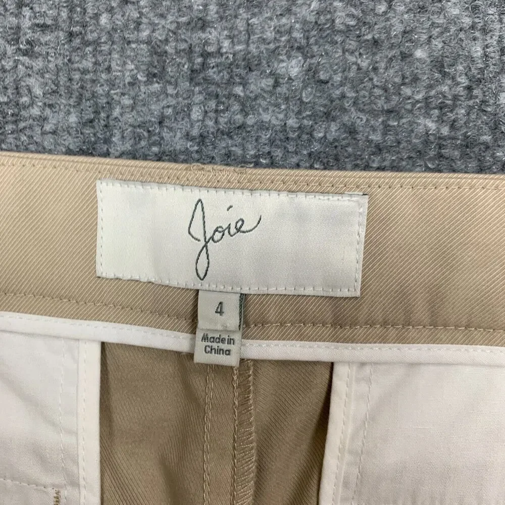 Joie Golda Pant Womens 4 Light Sand Welt Pockets Ankle Crop Zip Fly Straight Leg